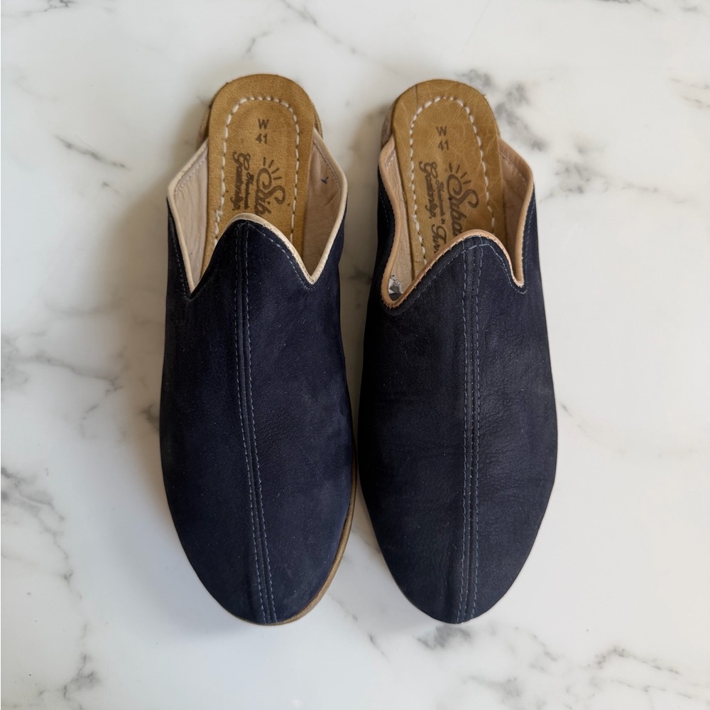 New Navy Blue Nubuck slippers with light piping | Baleen Blue Baba from Sabah - Picture 8 of 9